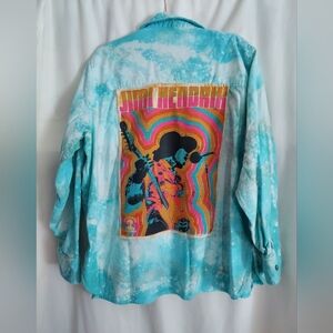 Upcycled American Eagle Outfitters Button Down Shirt With Jimi Hendrix